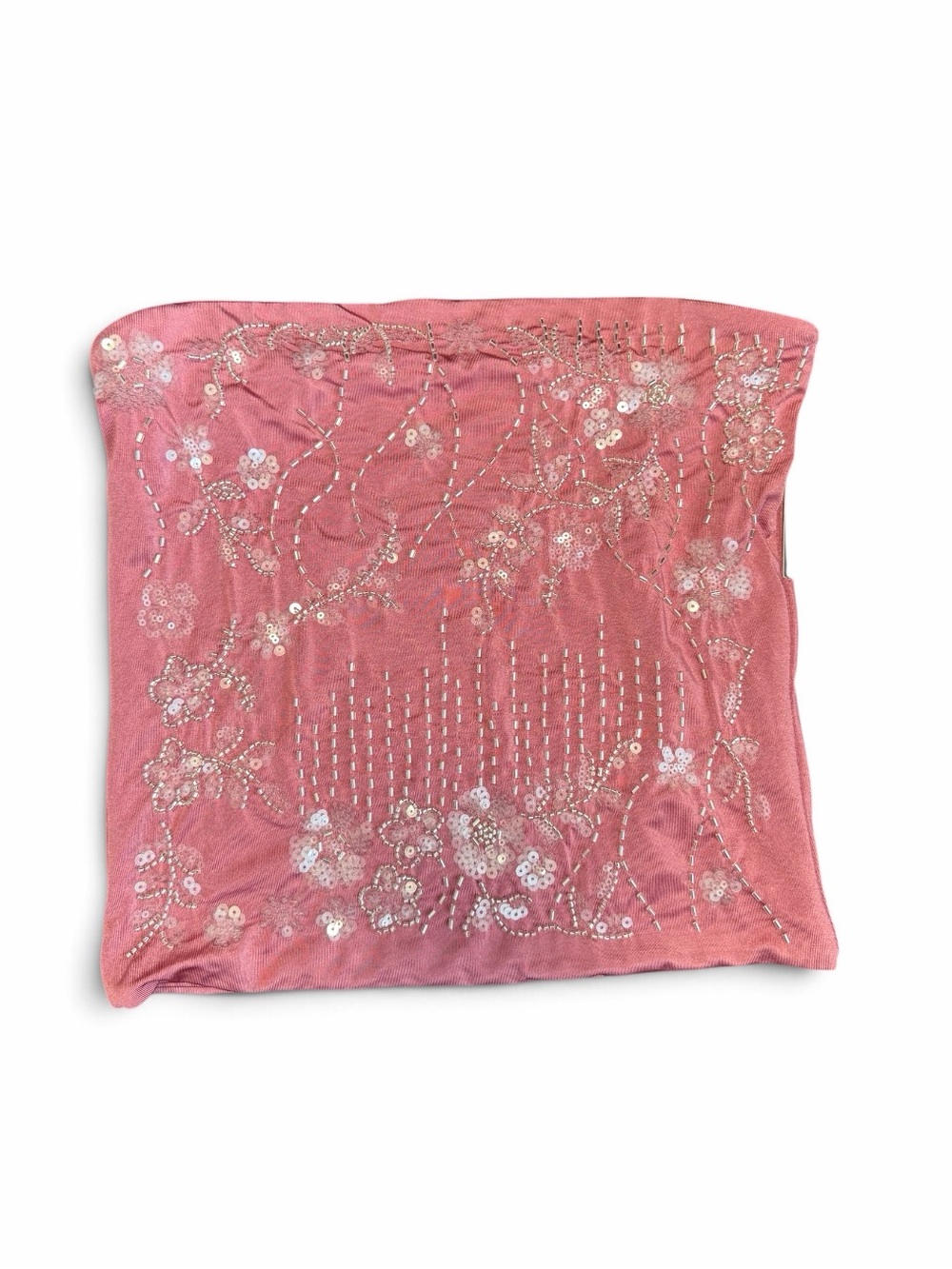 Forever 21 Pink Sequin Floral Strapless Top